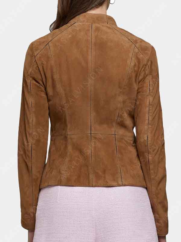 Brown Suede Leather Jacket For Women's