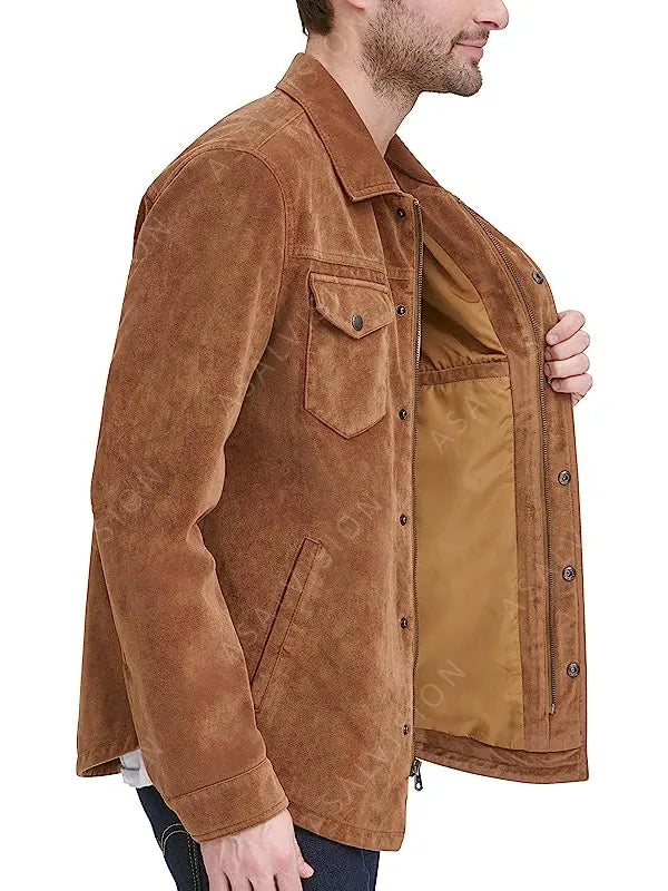 Brown Suede Shirt Jacket
