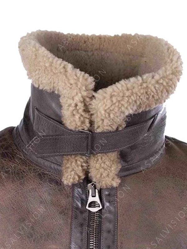 Brown Waxed Shearling Leather Jacket