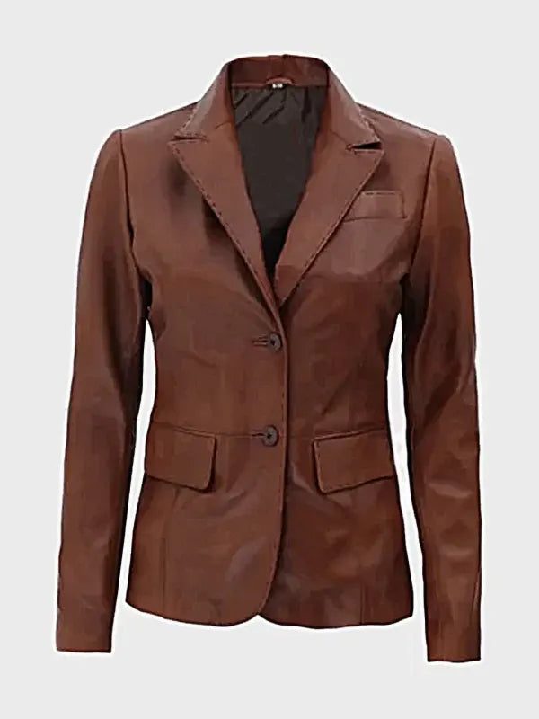 Buttoned Leather Blazer