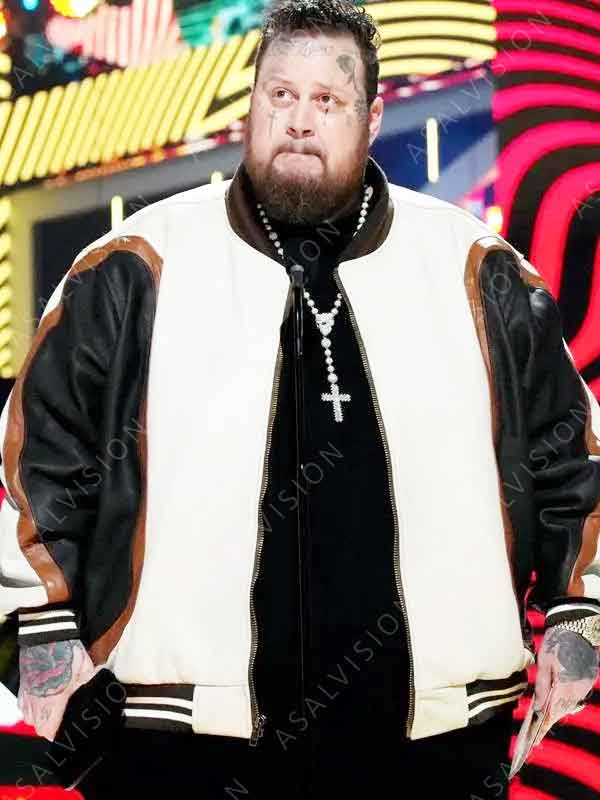 CMT Music Awards 2024 Jelly Roll Bomber Genuine Leather Jacket