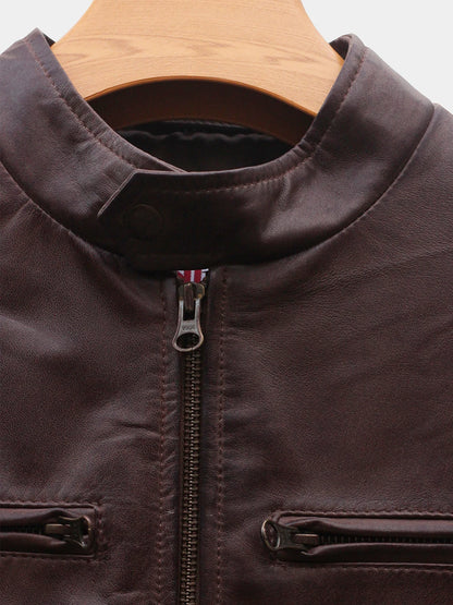 Café Racer Jacket in Vintage Dark Brown