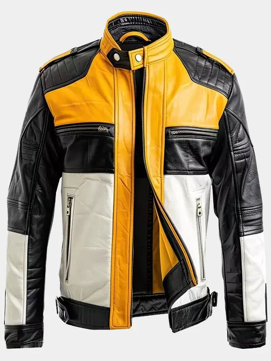 Cafe Racer Retro Leather Jacket For Men