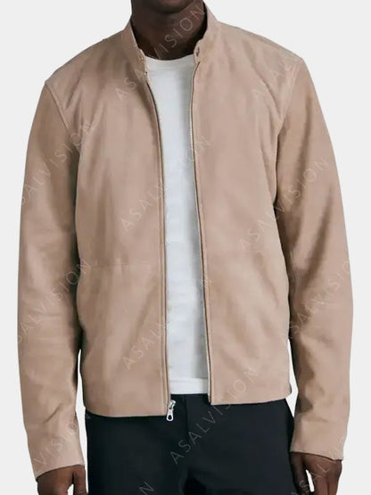 Cafe Racer Suede Leather Jacket For Mens
