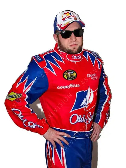 Cal Naughton Jr Talladega Nights Old Spice Racing Nascar Leather Jacket