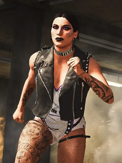 Call Of Duty Rhea Ripley Black Faux Crocodile Leather Vest