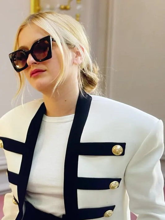 Camille Emily in Paris White And Black Jacket