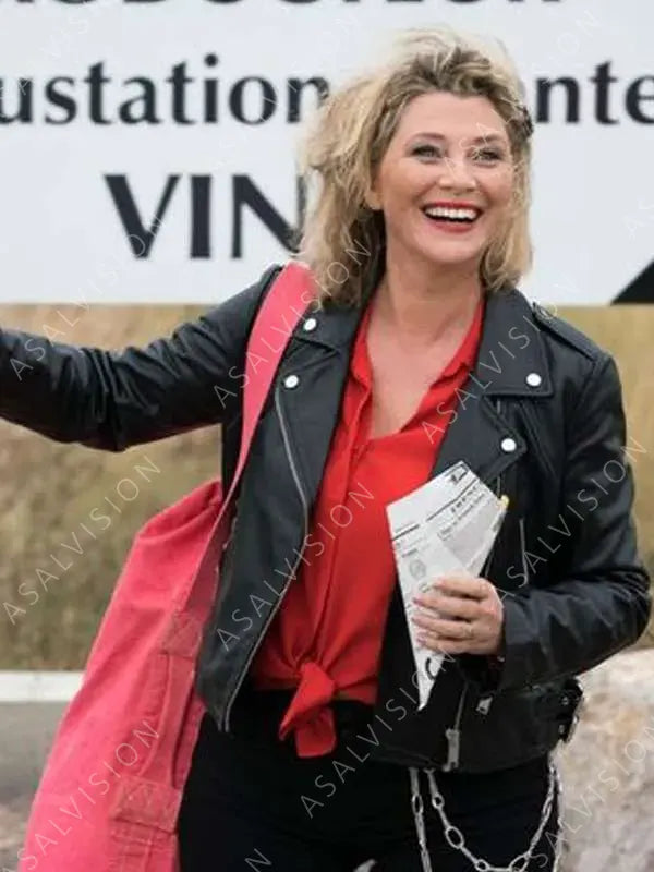 Candice Renoir Season 8 Cécile Bois Black Biker Leather Jacket
