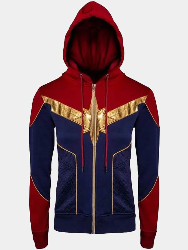 Captain Marvel Brie Larson Red And Blue Hoodie