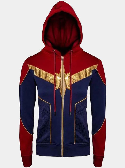 Captain Marvel Brie Larson Red And Blue Hoodie
