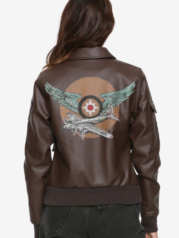 Captain Marvel Carol Danvers Bomber Leather Jacket Back