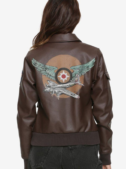 Captain Marvel Carol Danvers Bomber Leather Jacket Back