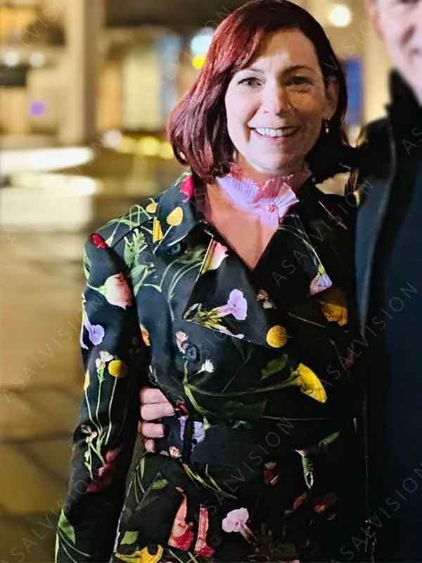 Carrie Preston TV Series Elsbeth 2024 Elsbeth Tascioni Black Floral Coat