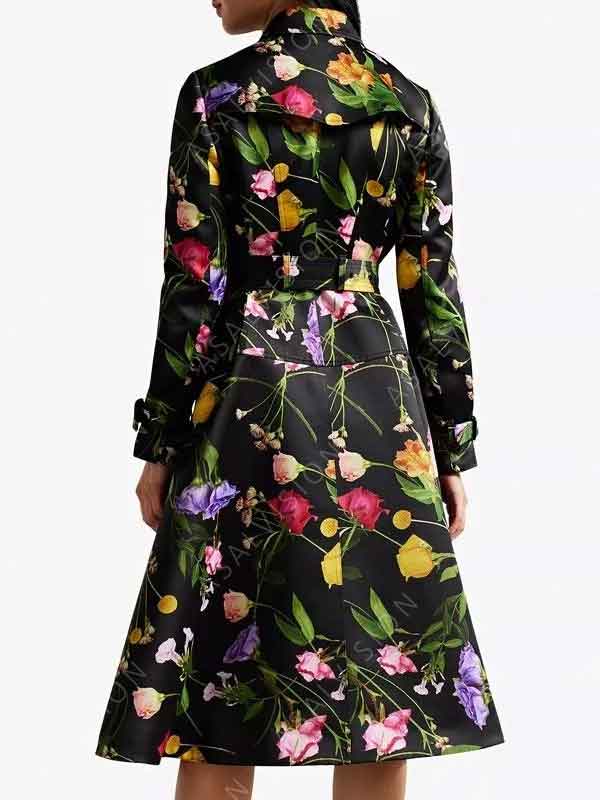 Carrie Preston TV Series Elsbeth 2024 Elsbeth Tascioni Black Floral Trench Coat