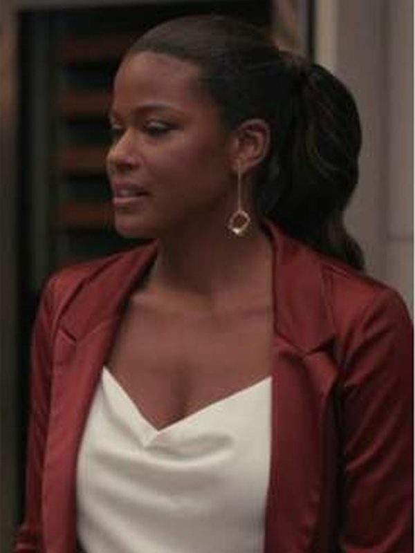 Cassandra Freeman TV Series Bel-Air Vivian Banks Red Satin Coat