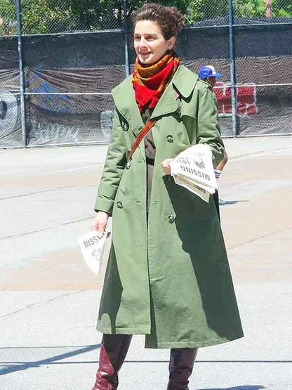 Cassie Anderson TV Series Eric 2024 Gaby Hoffmann Green Long Trench Coat