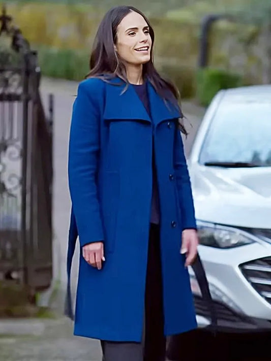 Cellar Door 2024 Jordana Brewster Blue Wool Coat