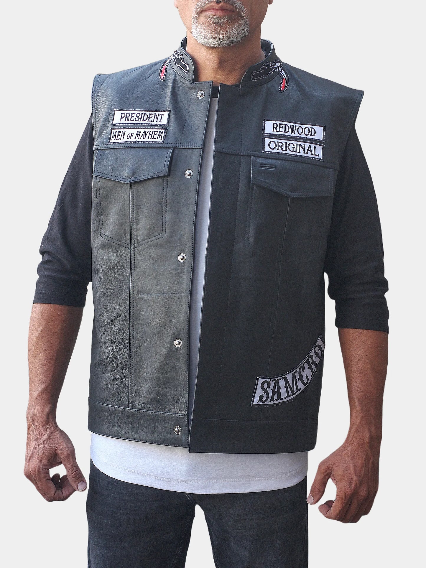 Charlie Hunnam SOA Sons of Anarchy Jax Teller Leather Black Vest