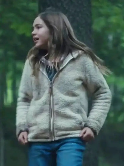 Charlie McGee Firestarter 2022 Ryan Kiera Armstrong White Shearling Jacket