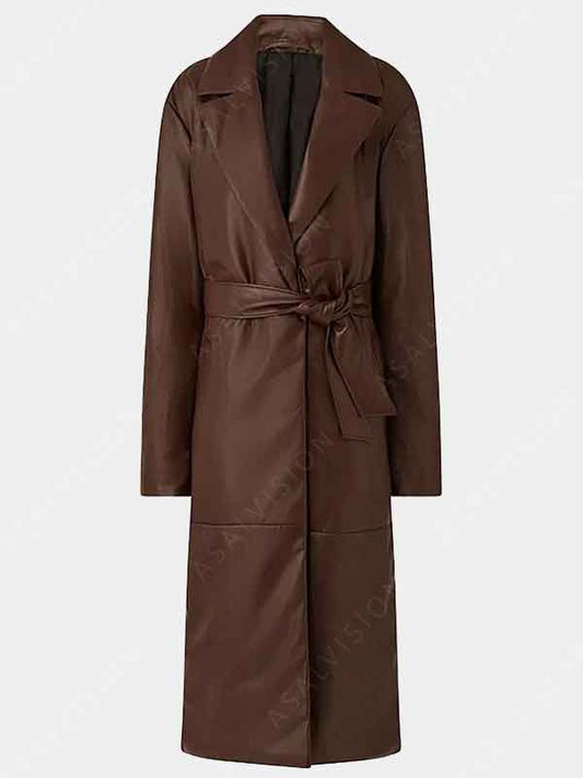 Chocolate Brown Leather Coat Womens - Belted