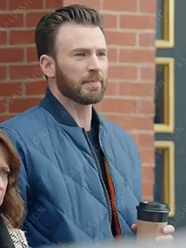 Chris Evabs Quilted Bomber Blue Jacket