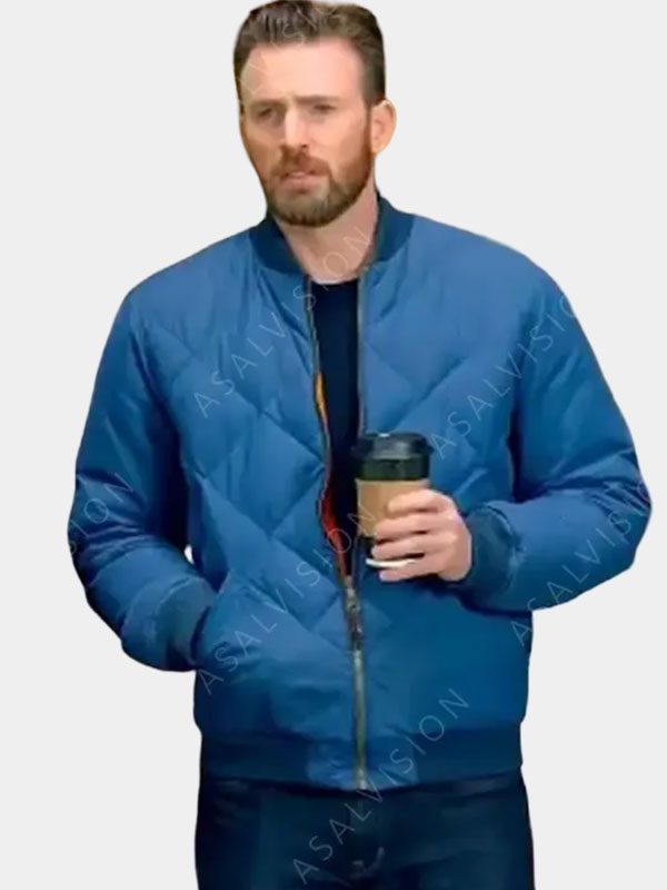 Chris Evans Super Bowl Bomber Quilted Jacket
