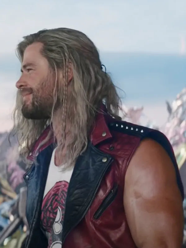 Chris Hemsworth Red Leather Vest