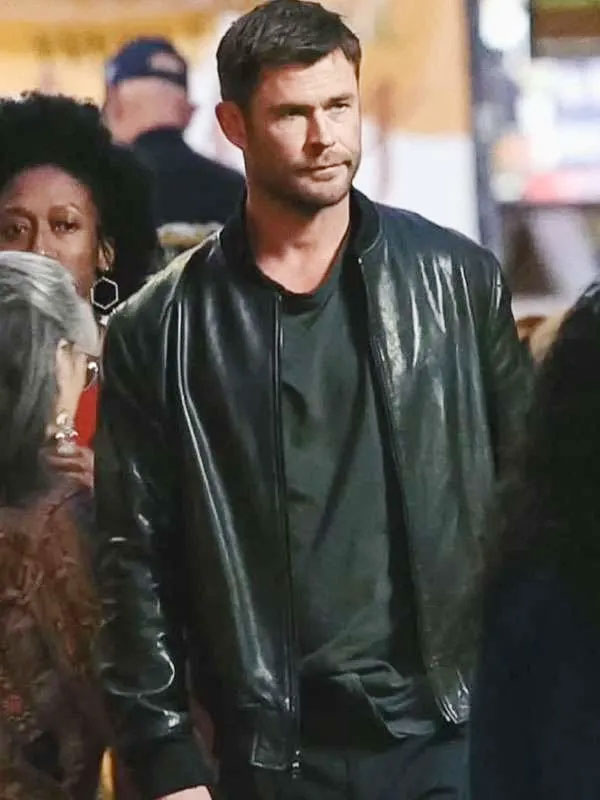 Chris Hemsworth Crime 101 Bomber Leather Jacket