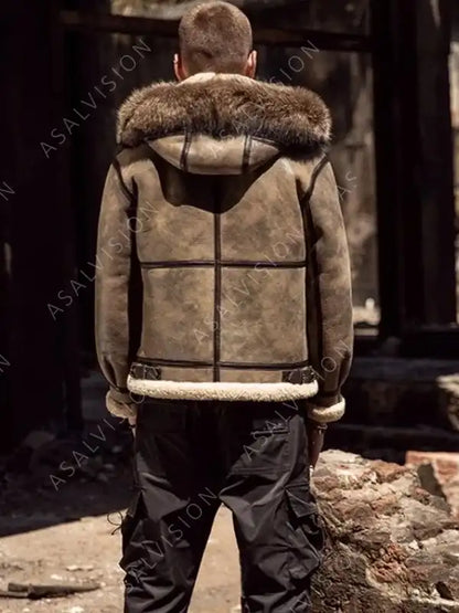 Christian Hooded Shearling Leather Jacket