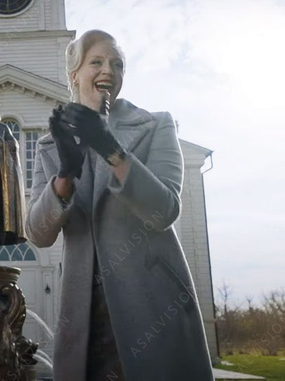Christie Wednesday 2022 Grey Trench Wool Coat