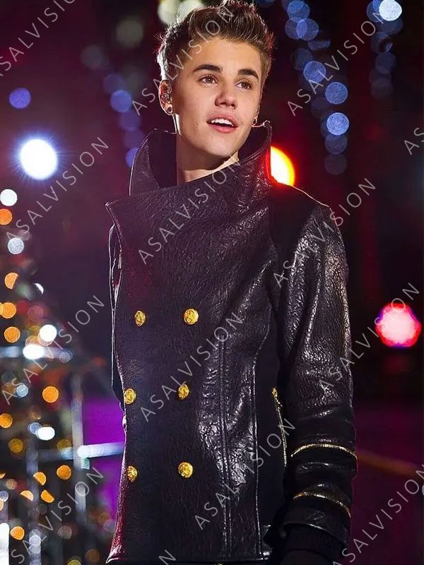 Christmas Concert Justin Bieber Double Breasted Leather Jacket