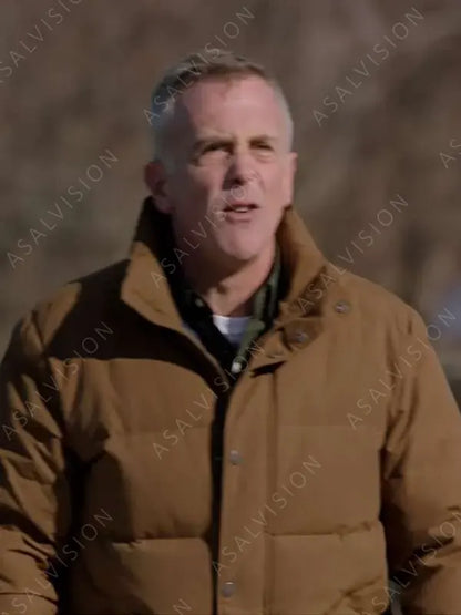 Christopher Herrmann TV Series Chicago Fire David Eigenberg Brown Puffer Jacket