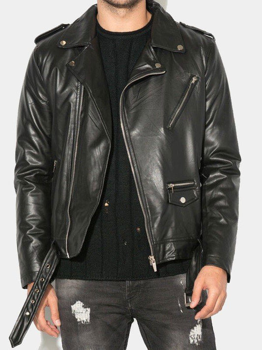 Classic Biker Leather Jacket For Men's