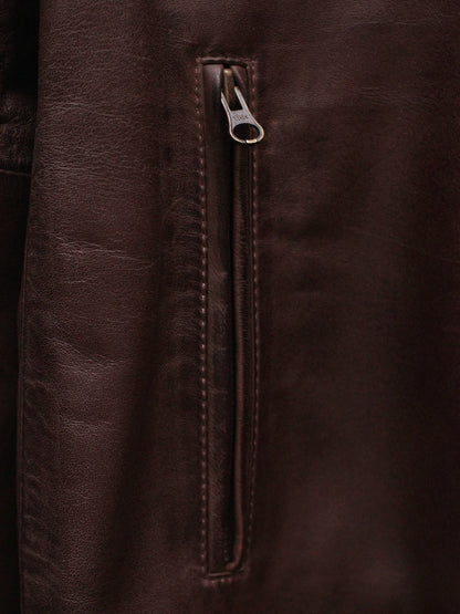 Fenric Men's Dark Brown Leather Vintage Motorcycle Jacket