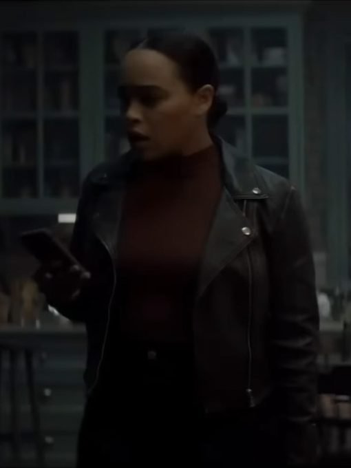 Cleopatra Coleman Movie Cobweb 2023 Miss Devine Black Biker Jacket