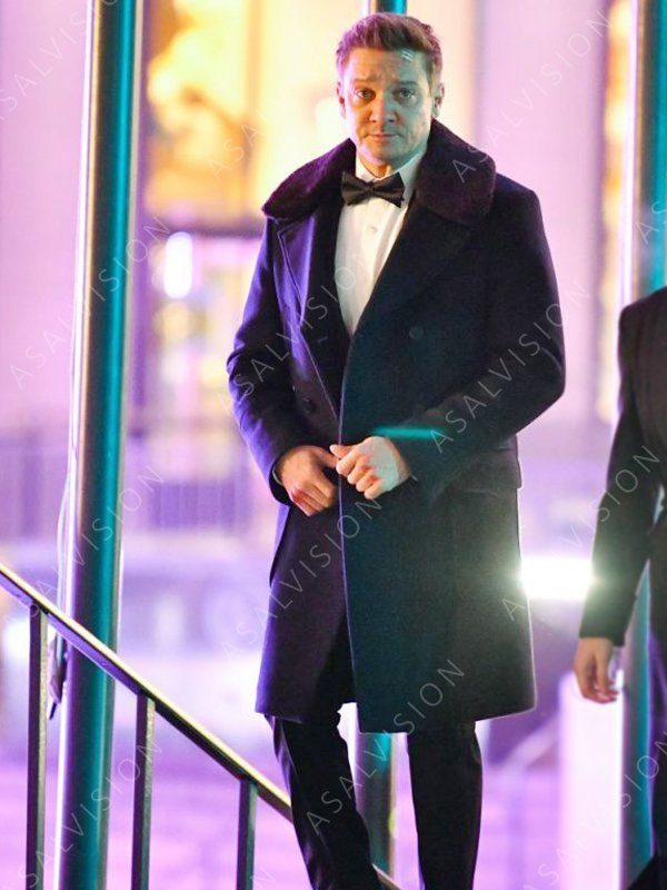 Clint Barton Hawkeye Jeremy Renner Black Trench Wool Coat