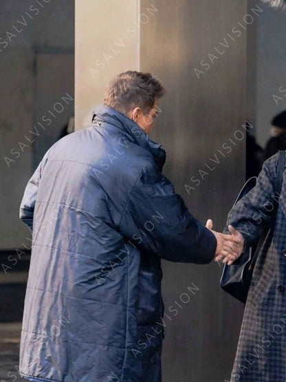 Clint Barton Hawkeye Jeremy Renner Blue Puffer Coat