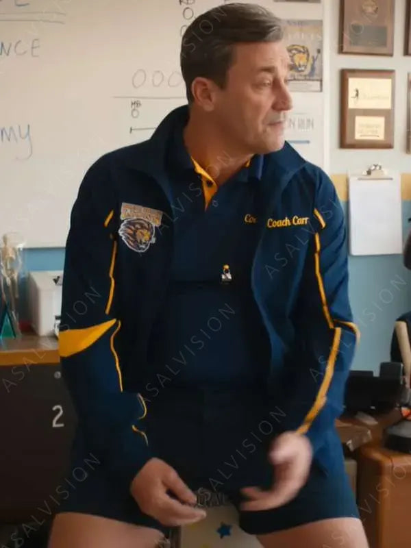 Coach Carr Mean Girls 2024 Jon Hamm Blue And Yellow Jacket