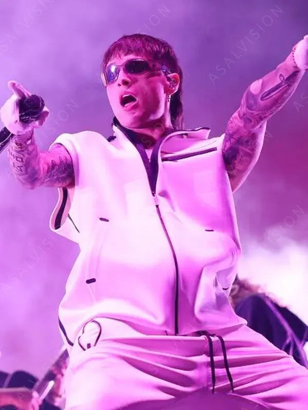 Coachella 2024 Mexican Singer Peso Pluma White Vest