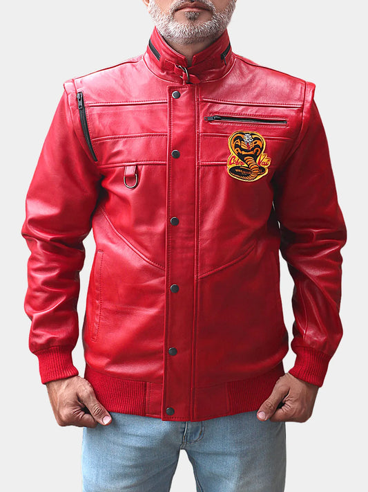 Cobra Kai Johnny Lawrence Red Leather Jacket