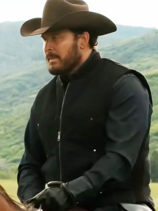 Cole Hauser Yellowstone Rip Wheeler Black Vest