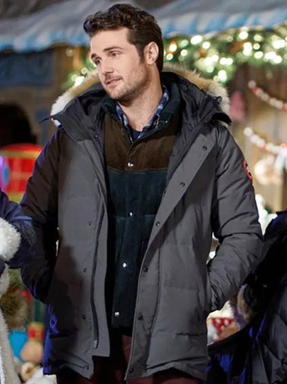 Cole Olsen The Finnish Line 2024 Beau Mirchoff Grey Hooded Fur Jacket