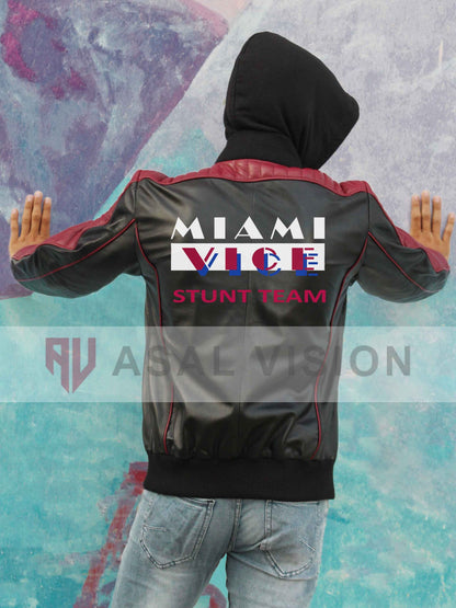 Colt Seavers The Fall Guy Ryan Gosling Stunt Team Bomber Leather Jacket With Hood