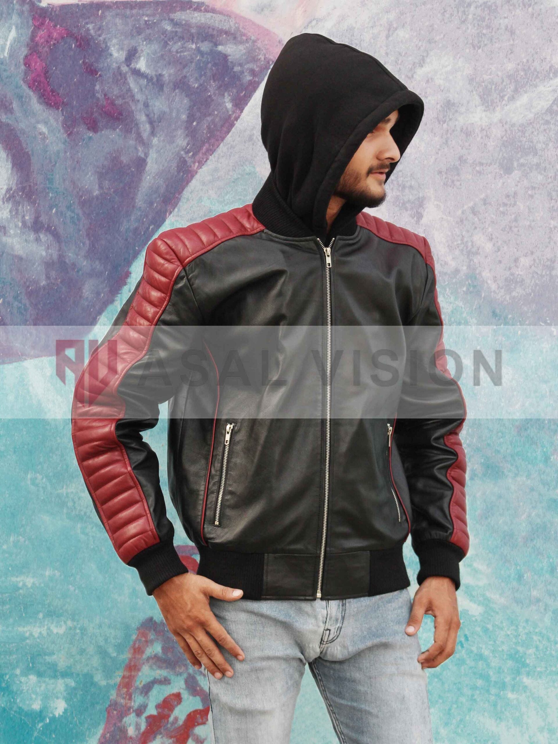 Colt Seavers The Fall Guy Stunt Team Bomber Leather Jacket With Hood