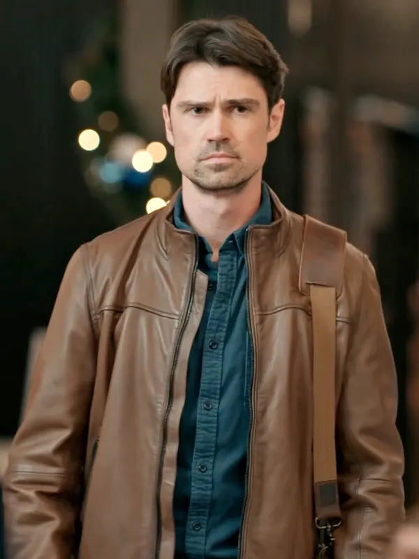 Corey Sevier The Christmas Charade 2024 Josh Brown Zipper Leather Jacket