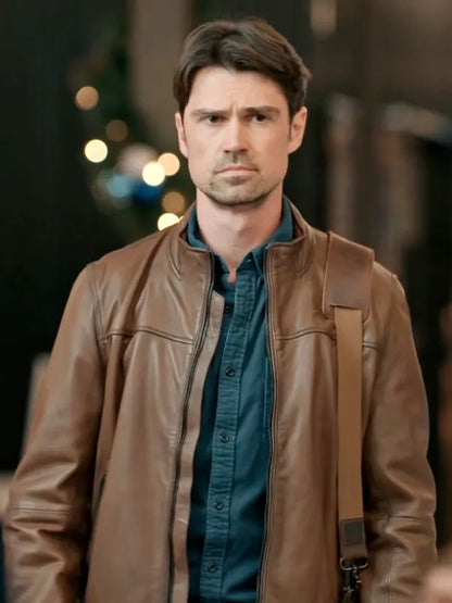 Corey Sevier The Christmas Charade 2024 Josh Brown Zipper Leather Jacket