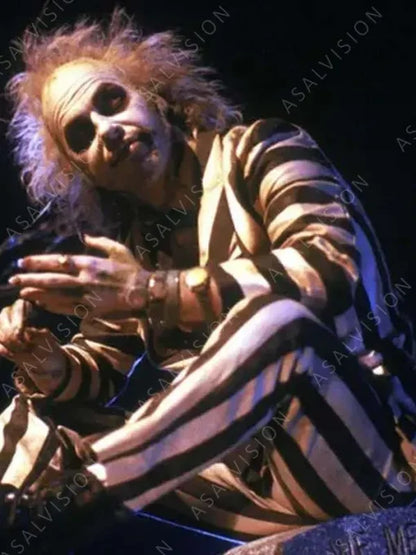 Halloween Cosplay Michael Keaton Beetlejuice Costume Suit