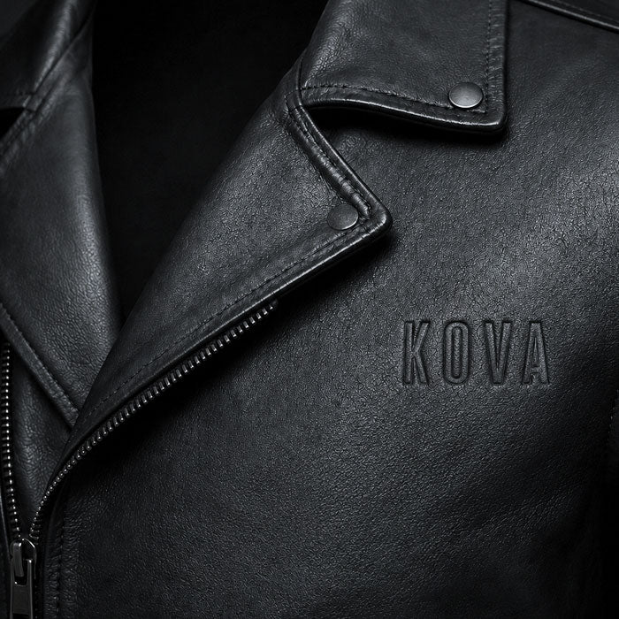 Custom engraving detail on a leather jacket