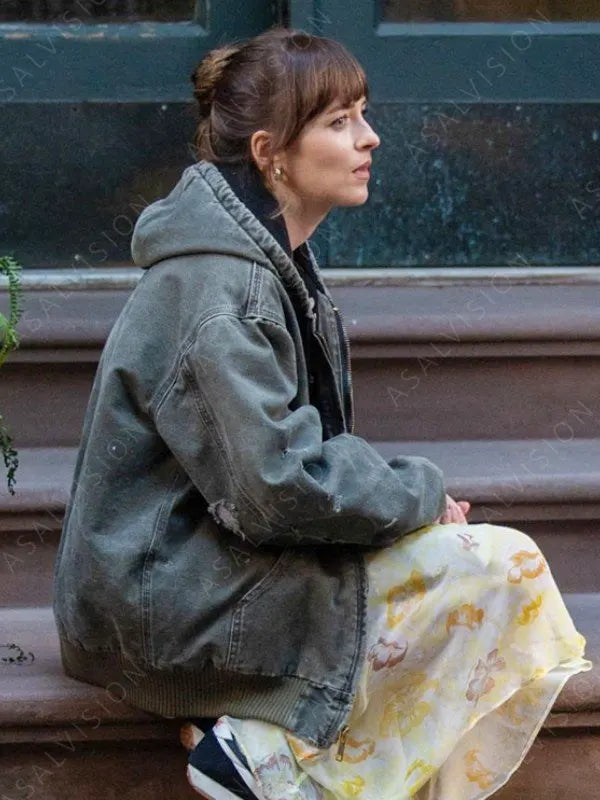 Dakota Johnson Materialists 2024 Lucy Grey Vintage Hooded Jacket
