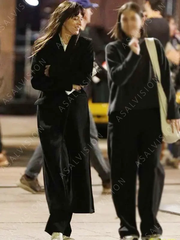 Dakota Johnson Movie Madame Web 2024 Black Trench Long Coat